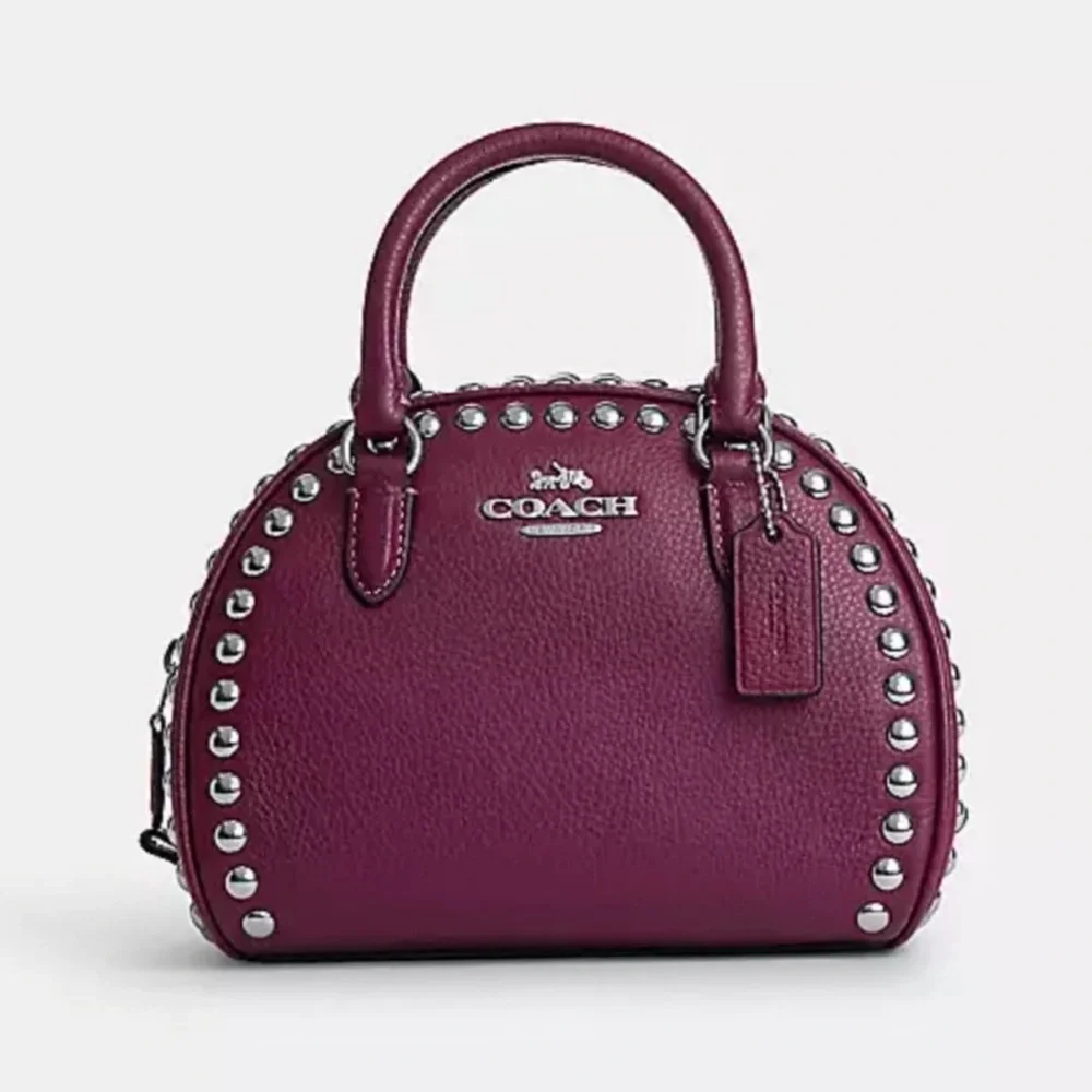 Coach Sydney Satchel with Rivets Crossbody Doctor’s Bag Satchel Studs 2 Handles - Picture 14 of 14